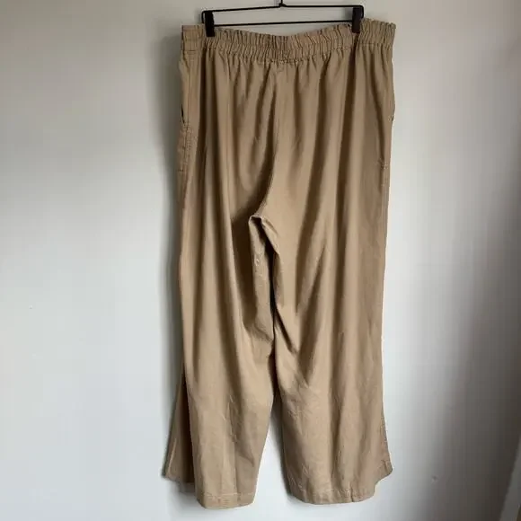 Ashley Stewart Women's Linen Blend Pants Tan Size 20 Pull On Wide Leg NWT 2X - Picture 8 of 11